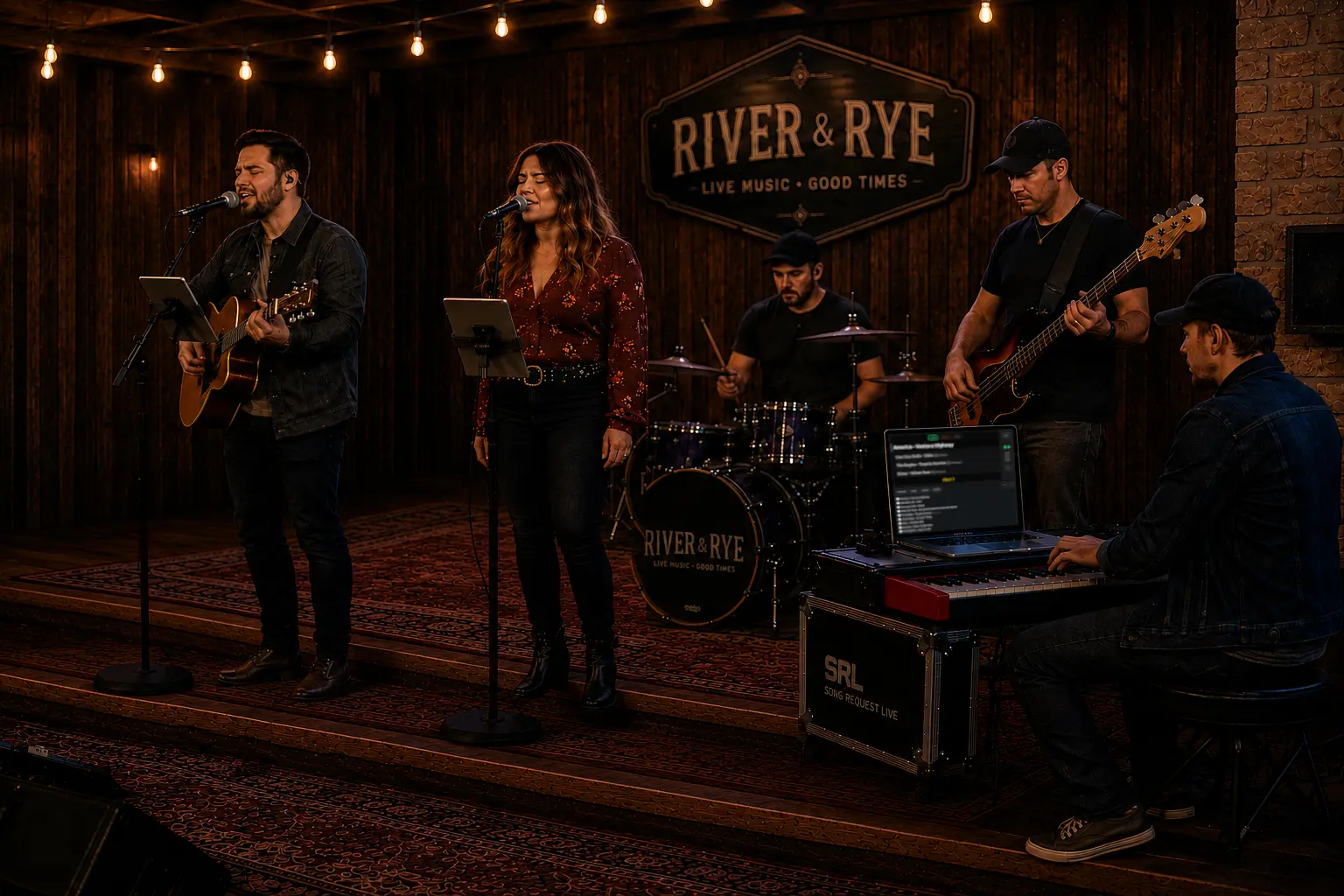 Song Request Live showing the entire band following along on multiple devices.