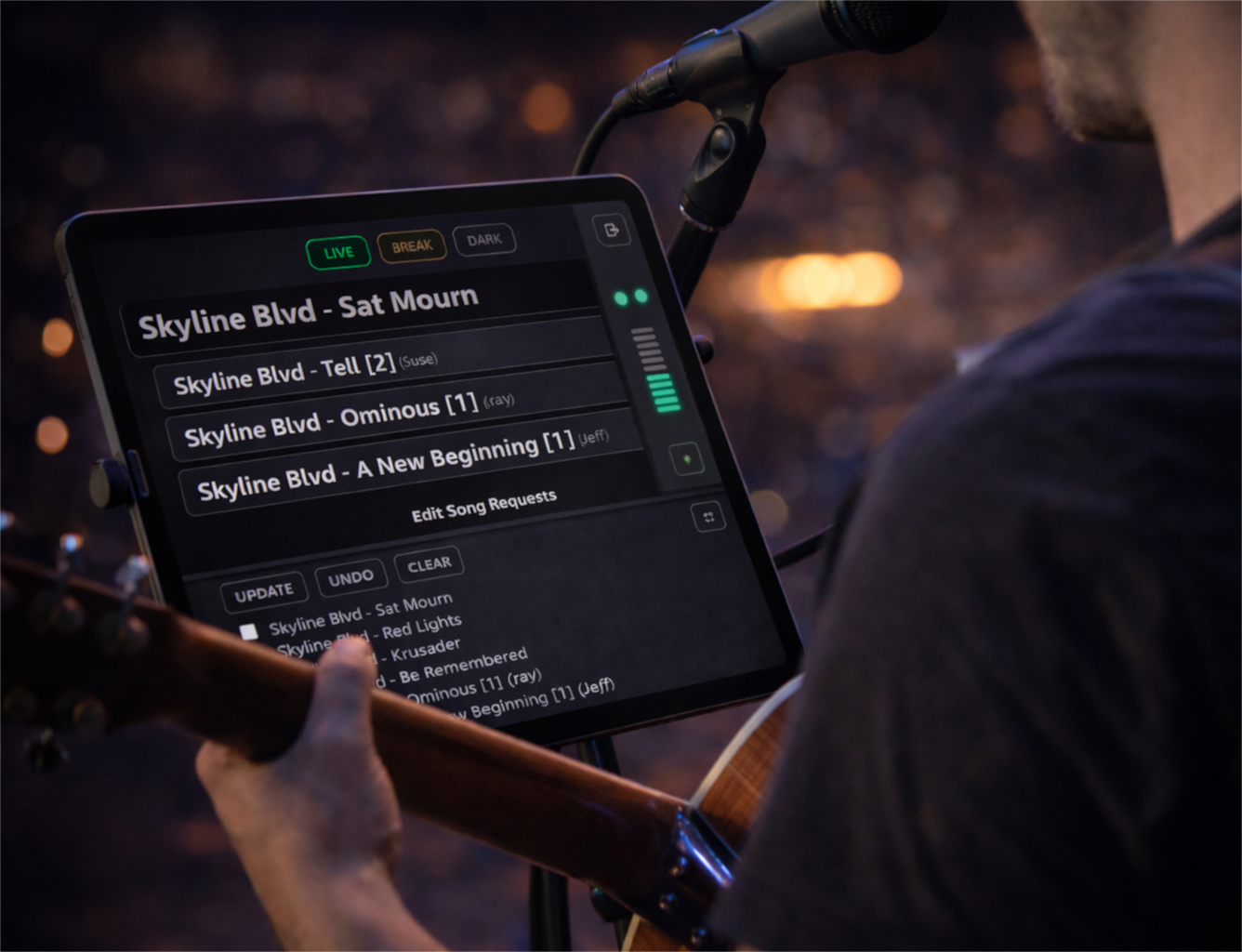 Song Request Live performance intelligence dashboard showing audience request insights